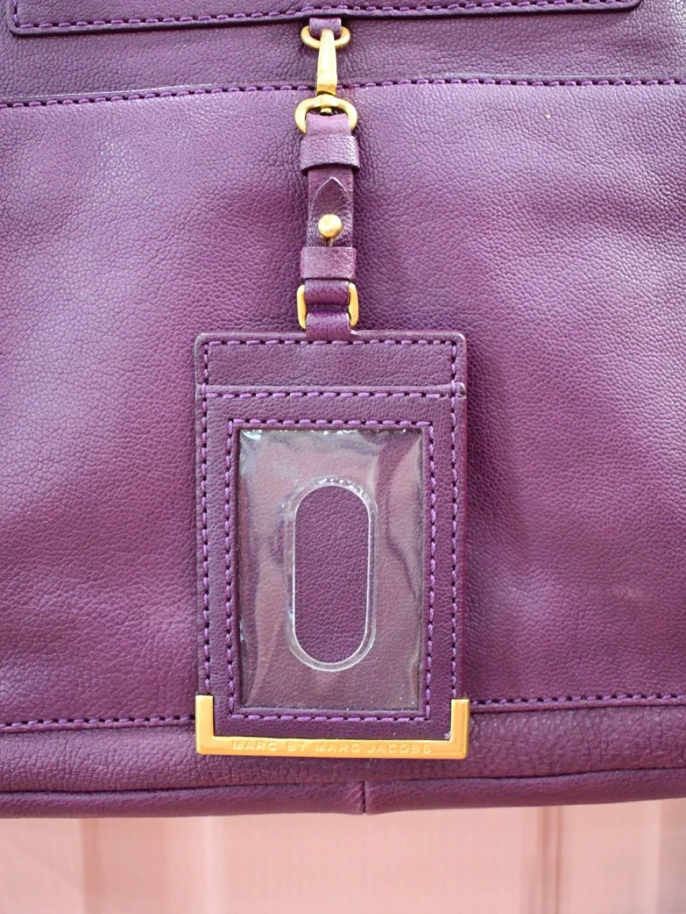 Marc by Marc Jacobs Purple Leather Laptop Satchel with Gold Hardware